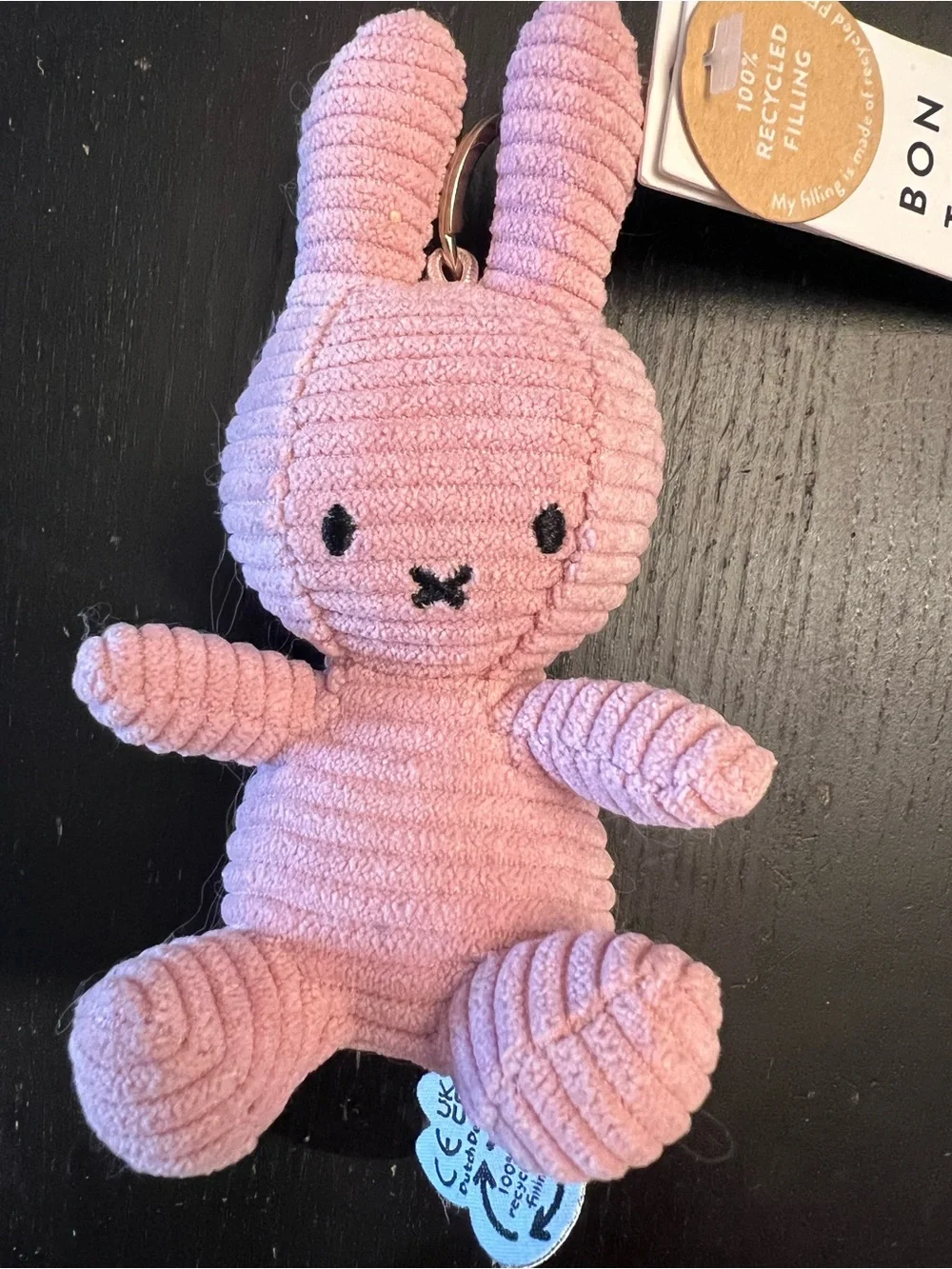 Bon Ton Toys Miffy corduroy plush Bunny Keychain NWT light pink bag charm